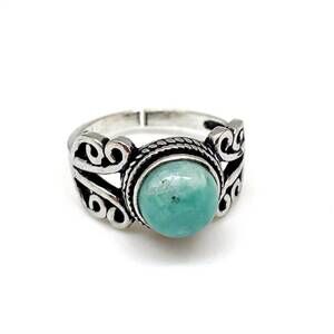 NEW ANJU women's tanvi collection scroll ring in circle amazonite